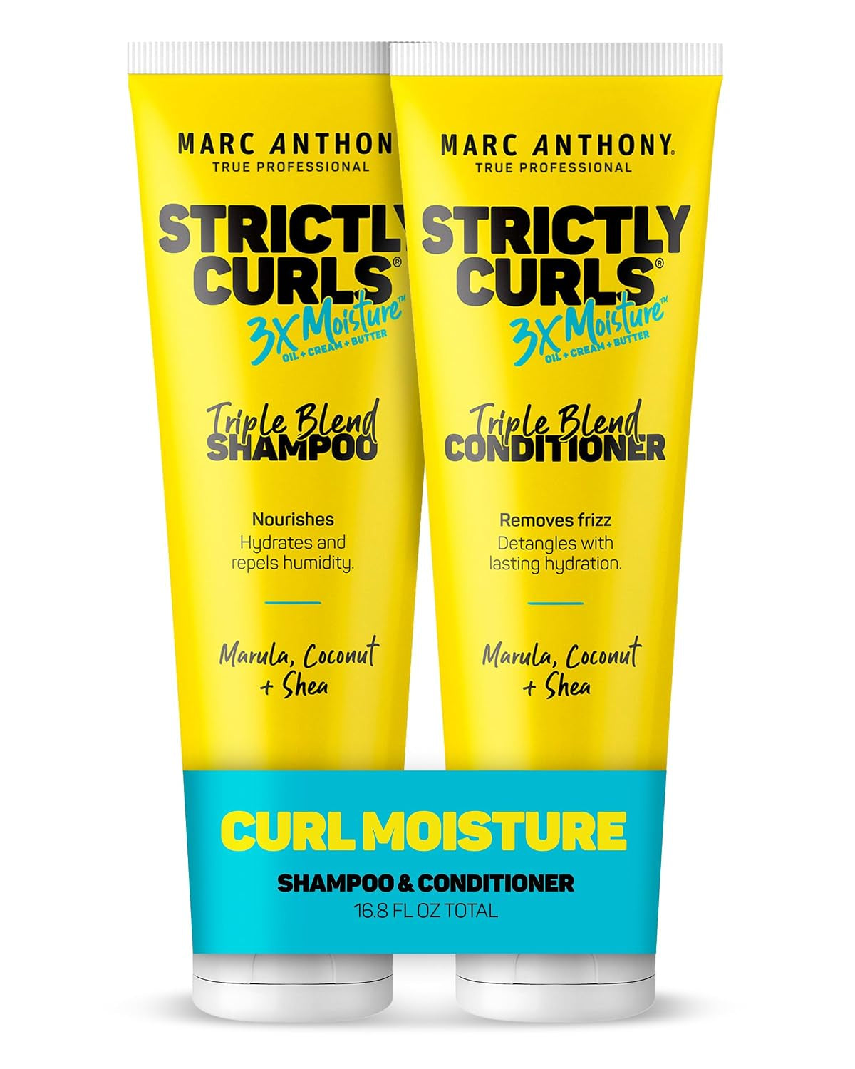Strictlycurls 3X Moisture Curly Hair Shampoo & Conditioner Set | Frizz Taming Curl Defining & Moisturizing Shampoo & Conditioner - Shea Butter & Coconut for Dry Damaged Hair - Sulfate Free