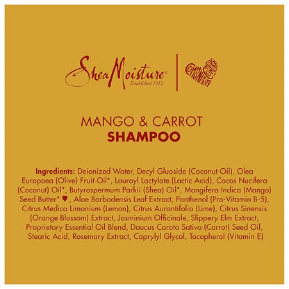 Shea Moisture Kids Shampoo Mango & Carrot Extra Nourishing 8Oz | for All Kids - Gently Cleanse, Nourish, and Detangle Curly Hair with Mango Butter, Carrot Oil, and Shea Butter.