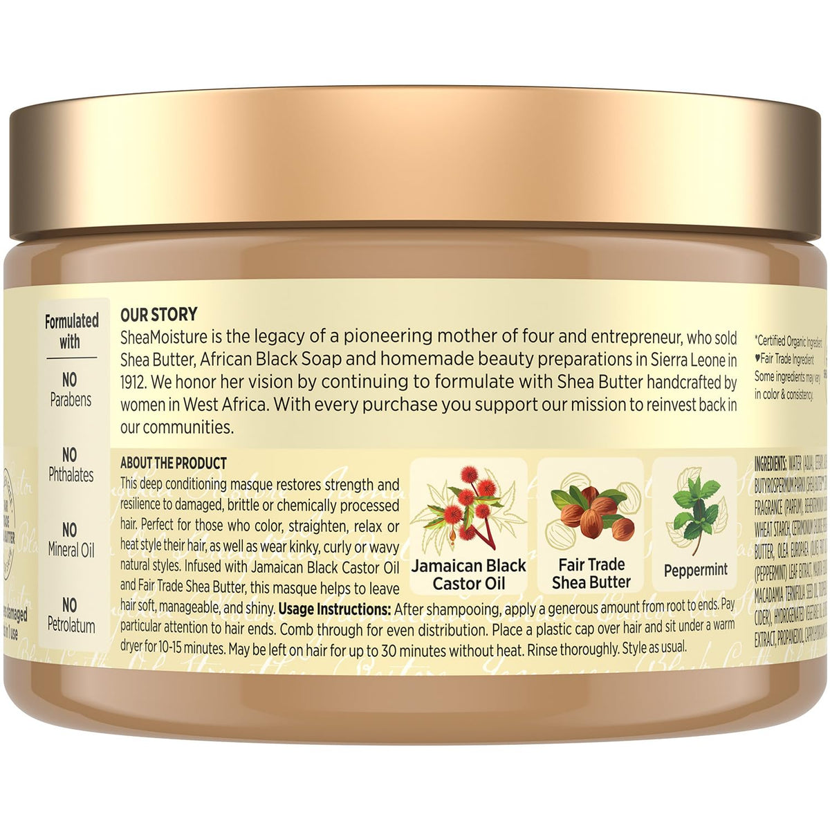 Shea Moisture Hair Mask 2-Pack – Jamaican Black Castor Oil Strengthen & Restore Masque for Repairing Dry, Damaged Hair, 12 Oz Ea