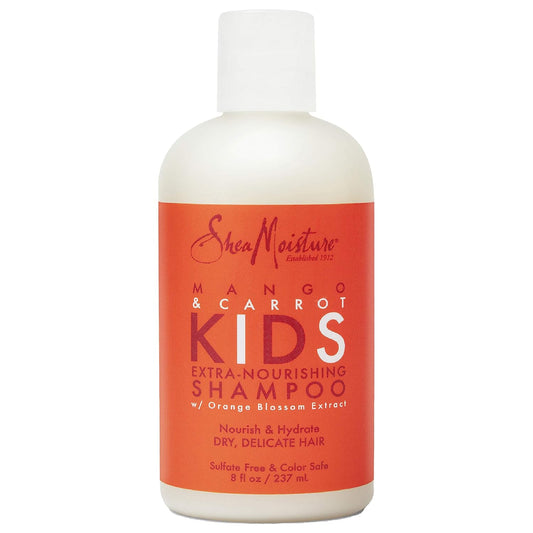 Shea Moisture Kids Shampoo Mango & Carrot Extra Nourishing 8Oz | for All Kids - Gently Cleanse, Nourish, and Detangle Curly Hair with Mango Butter, Carrot Oil, and Shea Butter.