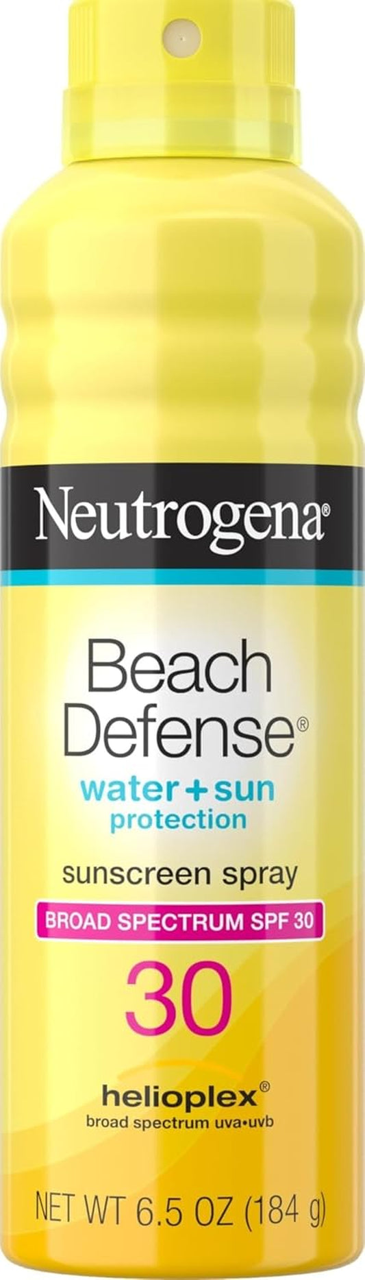 Neutrogena Beach Defense Sunscreen Spray, SPF 30, 6.5 Oz | Face & Body, Broad Spectrum UVA/UVB Protection, Lightweight Sunscreen, Water-Resistant (80 Min), Hawaii Act 104 Compliant