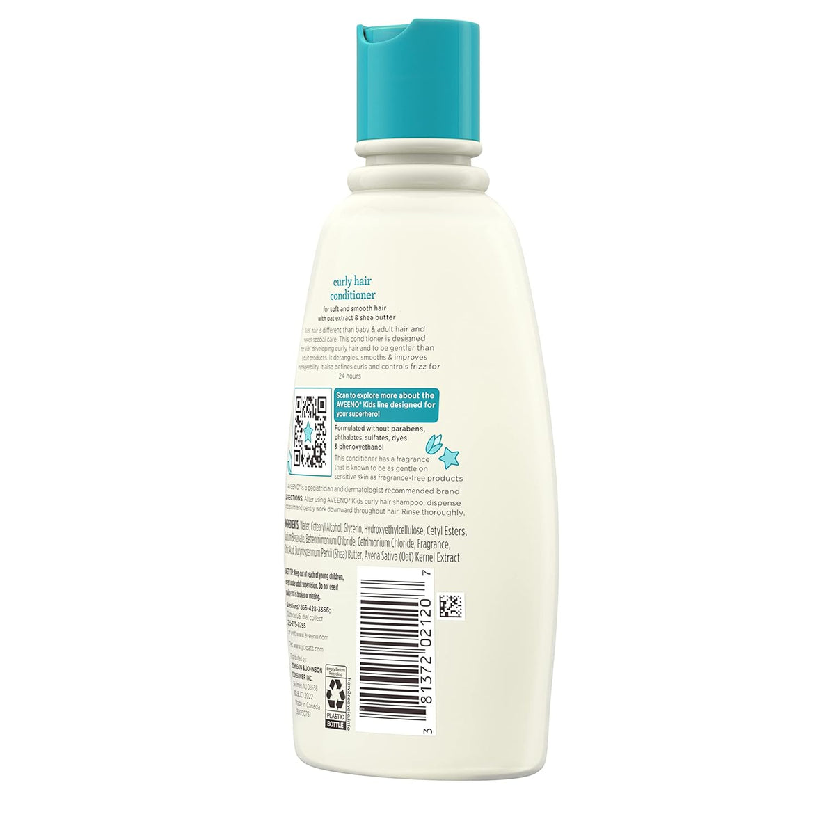 Aveeno Kids Curly Hair Conditioner, 12 Fl. Oz | Hydrating Conditioner, Oat Extract & Shea Butter, Gentle Scent, Detangles & Moisturizes Curls