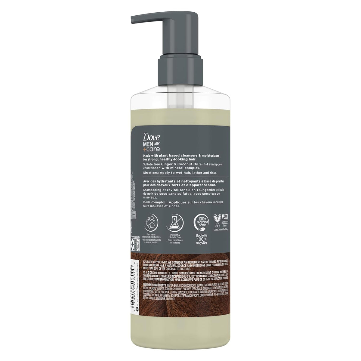 Dove Men+Care Hydrating 2-In-1 Shampoo & Conditioner for Dry Hair 17.5Oz | for Men'S Hair Hydration Ginger & Coconut Oil plus Mineral Complex Help Deliver Healthier, Hydrated Hair in One Step