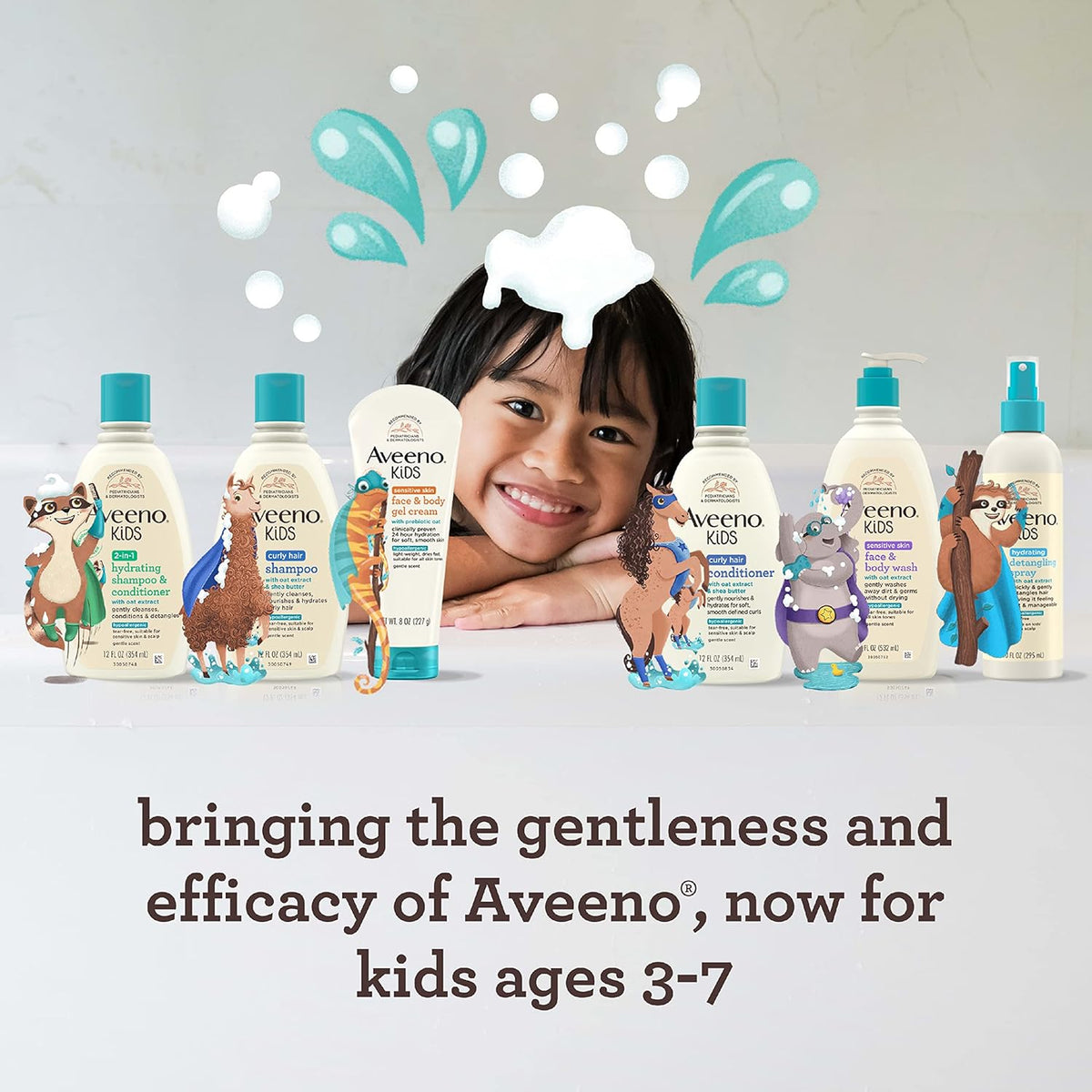Aveeno Kids Curly Hair Conditioner, 12 Fl. Oz | Hydrating Conditioner, Oat Extract & Shea Butter, Gentle Scent, Detangles & Moisturizes Curls