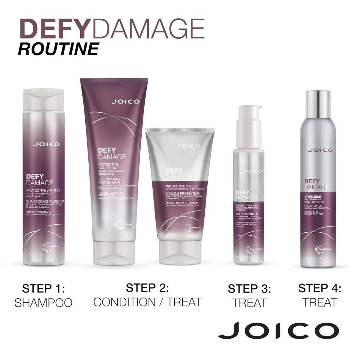Joico Defy Damage Protective Shampoo & Conditioner Set | for Color-Treated Hair | Strengthen Bonds & Preserve Hair Color | with Moringa Seed Oil & Arginine